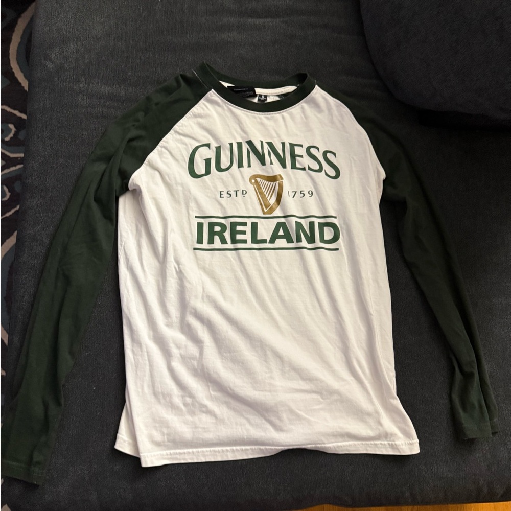 Guinness Long Sleeve Green and White Tee Size Small NWOT